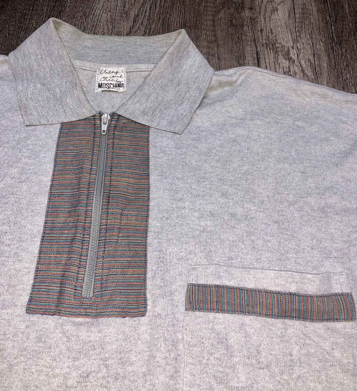Designer × Moschino × Vintage Vintage Moschino Underwear Long Sleeve Polo Shirt Size US L / EU 52-54 / 3 - 12 Thumbnail
