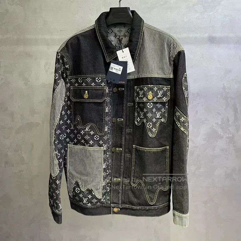 Louis Vuitton Black Denim Patchwork Jacket.
