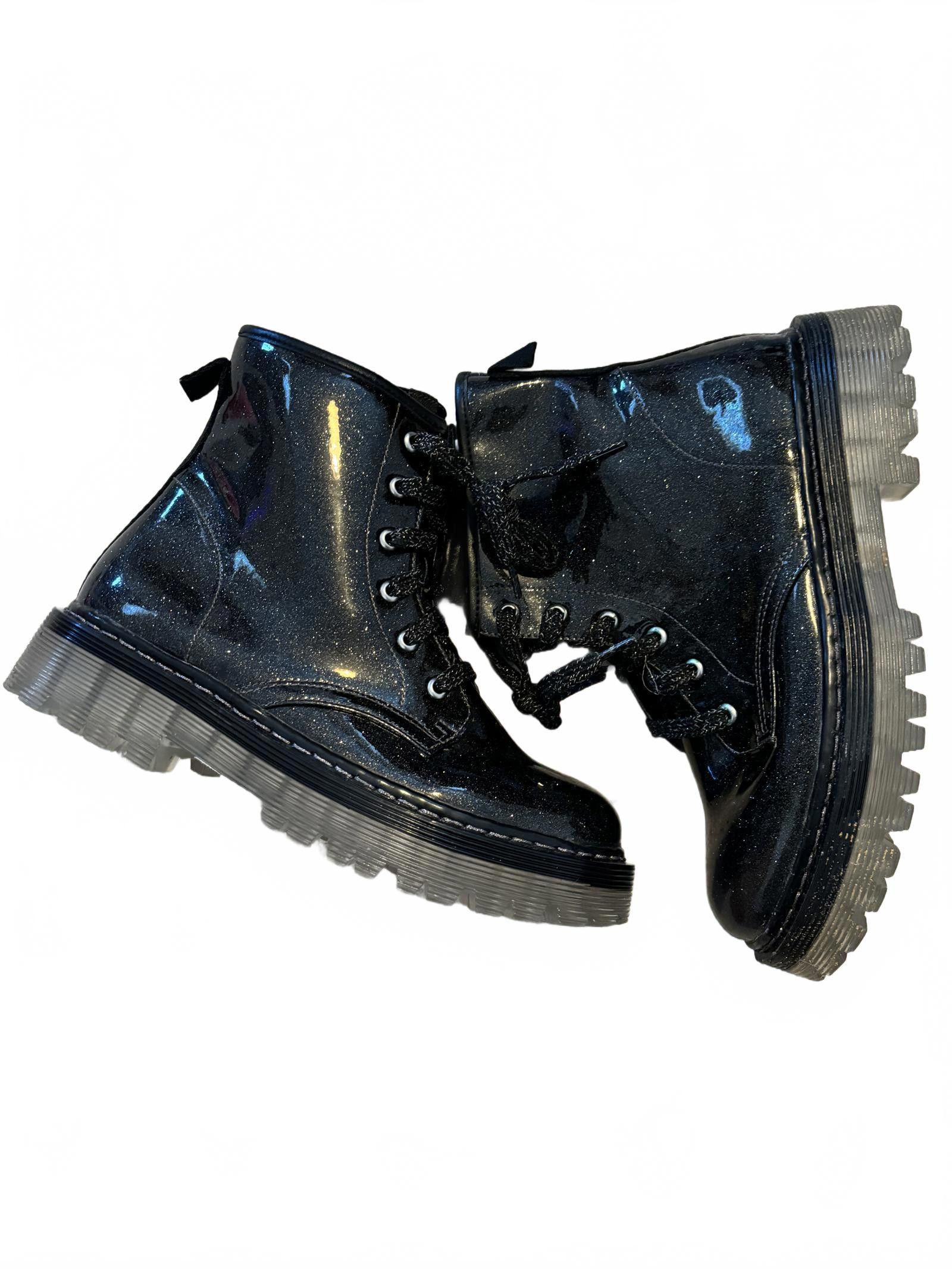 Steve Madden NWOT Steve Madden Black Glitter Chunky Combat Boots 5 Size US 5 / IT 35 - 2 Thumbnail