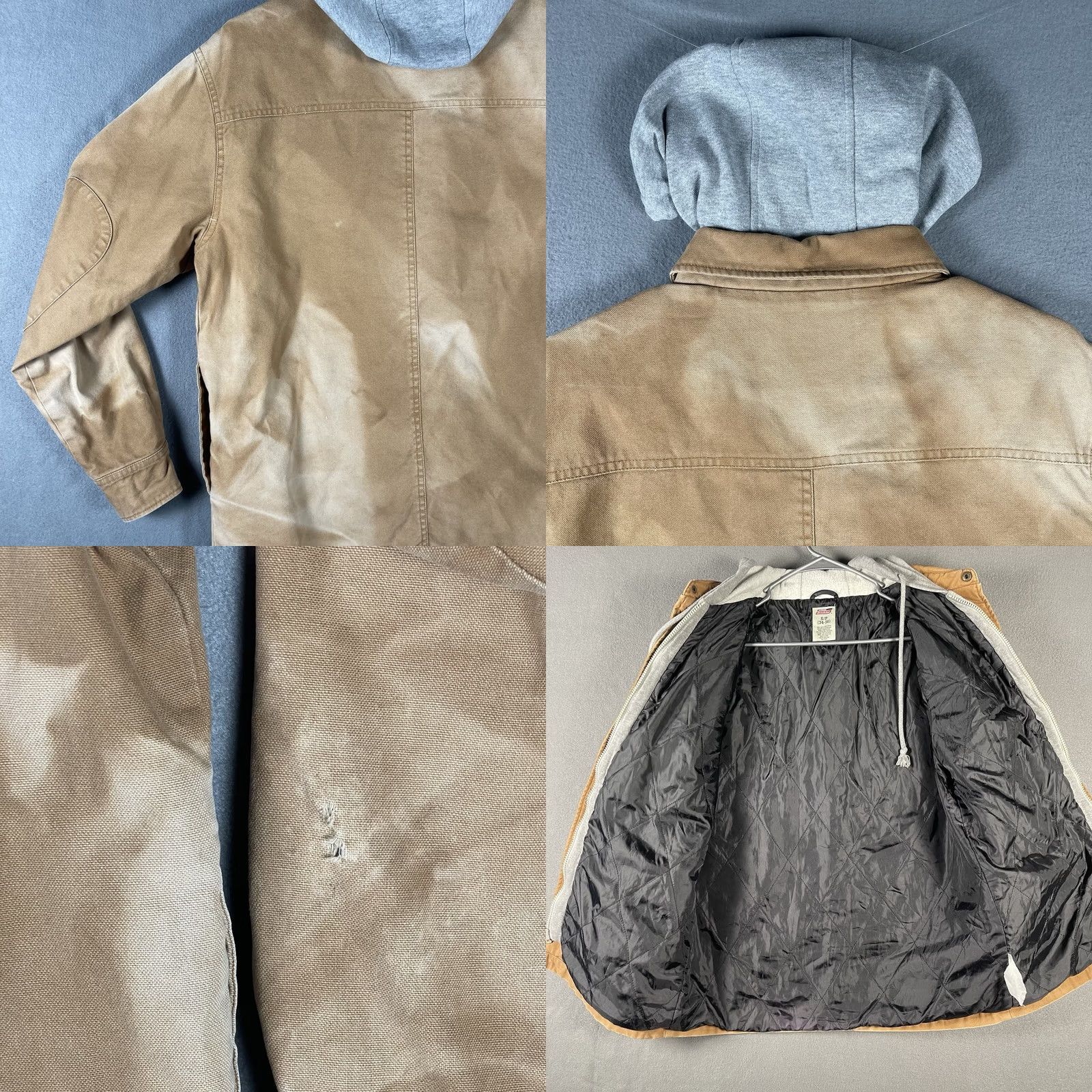 Dickies VINTAGE Dickies Jacket Small Brown Canvas Quilt Lined Hood Zip/Snap Distressed Men's Overcoat Pockets Fall Winter Size US S / EU 44-46 / 1 - 8 Thumbnail