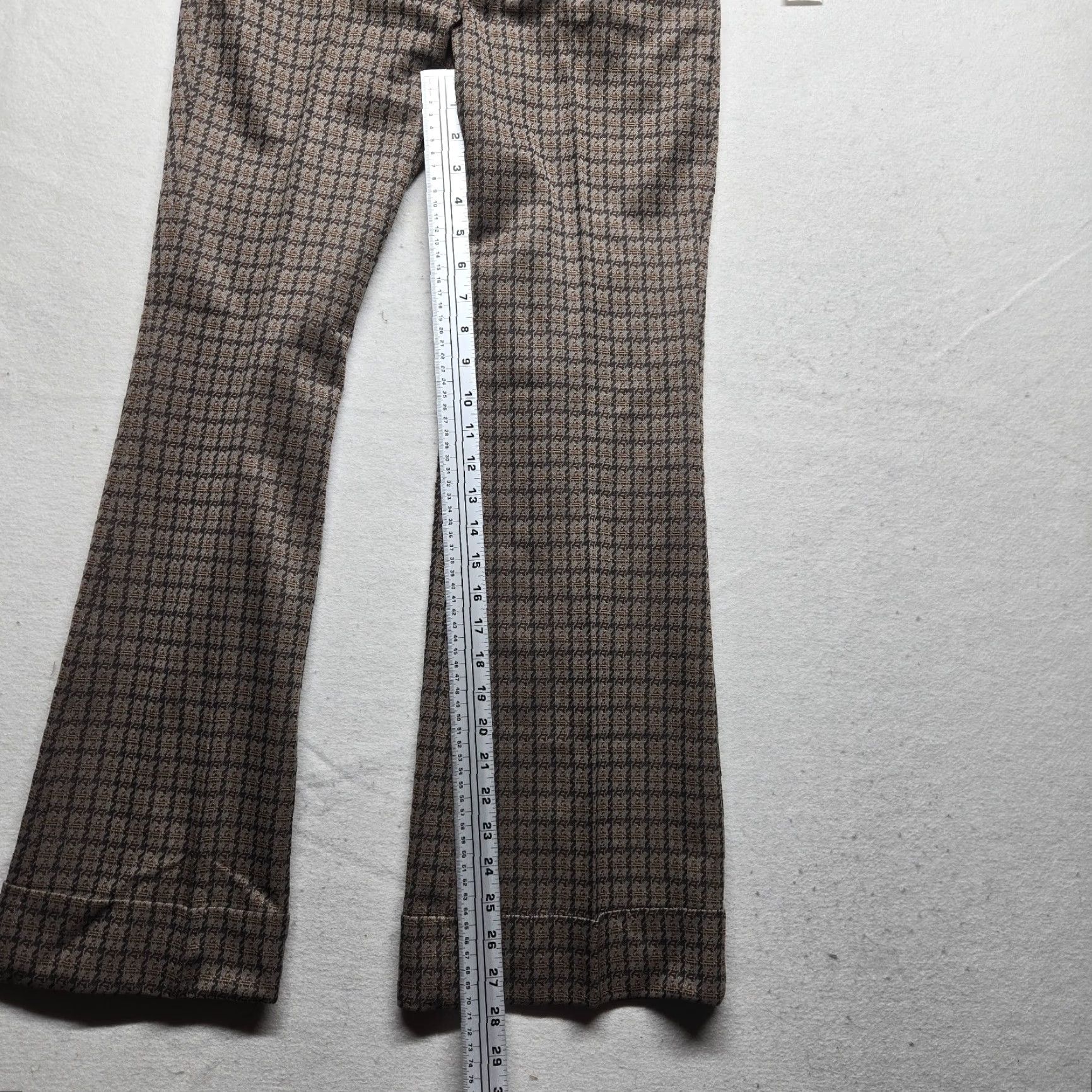 Wrangler VINTAGE Mr. Wrangler Brown Knit Flare Cuffed Plaid Pants Men's 29 x 30 Size US 29 - 7 Thumbnail