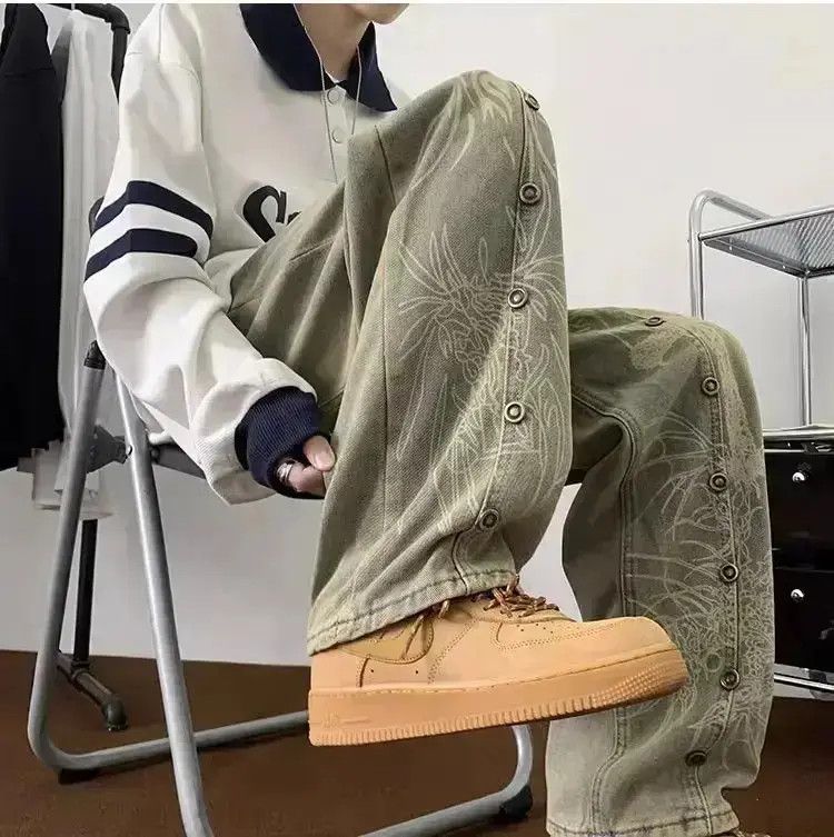 Japanese Brand Retro straight leg casual printed jeans Size US 32 / EU 48 - 1 Thumbnail