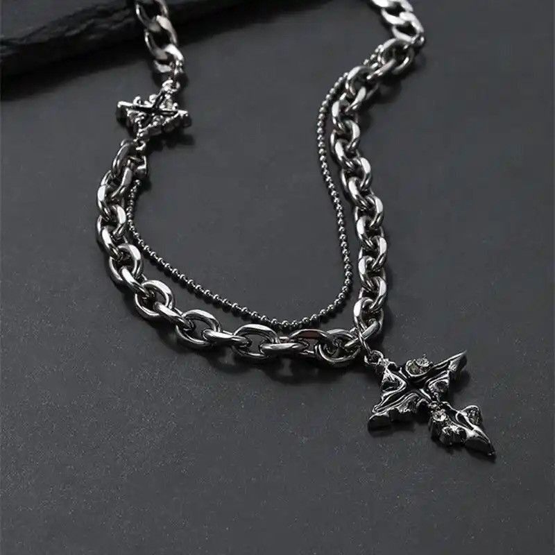 Jewelry × Vintage Punk Black Flame Cross Necklace Size ONE SIZE - 5 Thumbnail