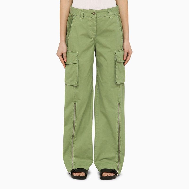 image of Stella Mccartney Pistachio-Coloured Cotton Cargo Trousers in Green, Women's (Size 26)