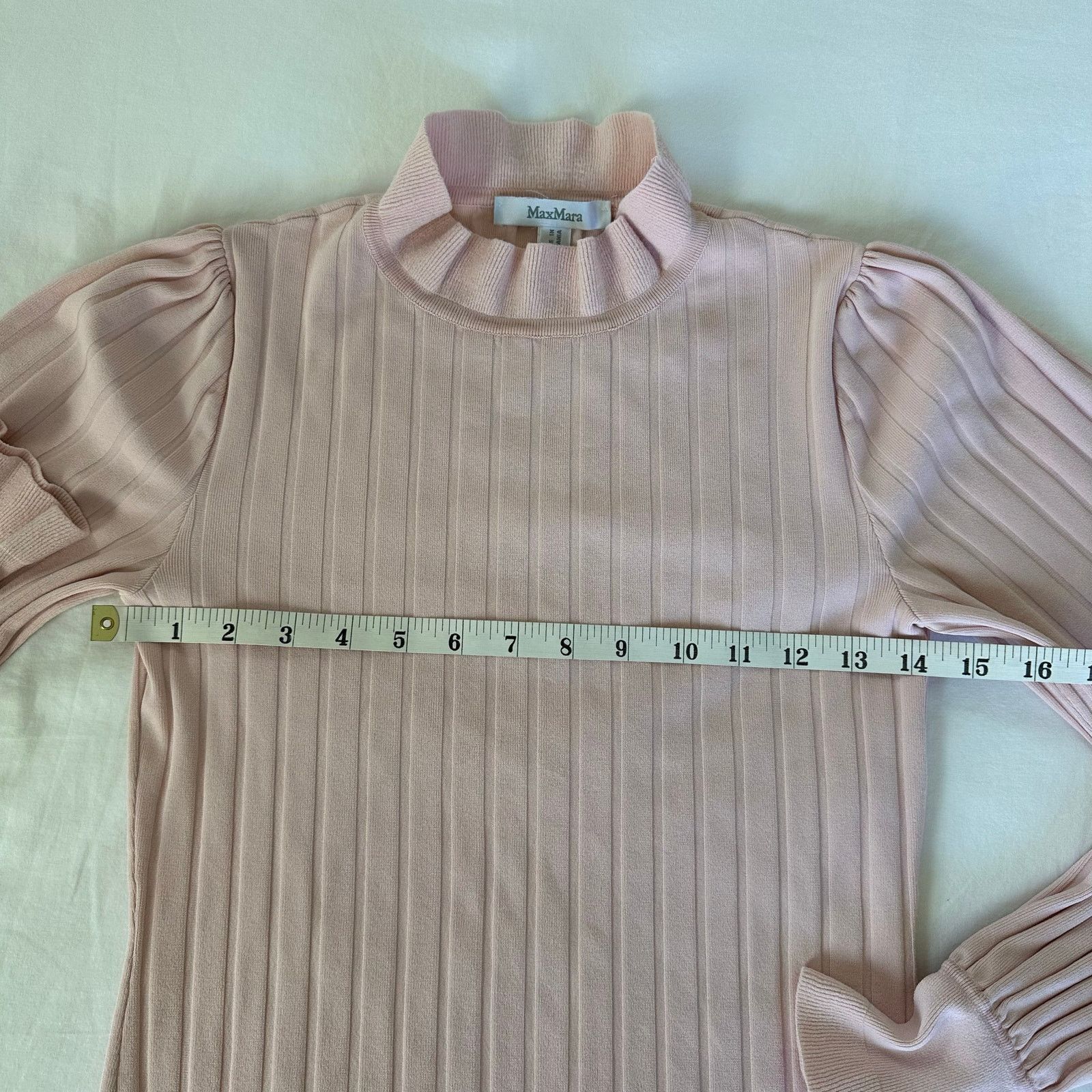 Max Mara Max Mara Zoraide Ruffle Pink Mock Neck Rib Sweater Size S Size S / US 4 / IT 40 - 5 Thumbnail