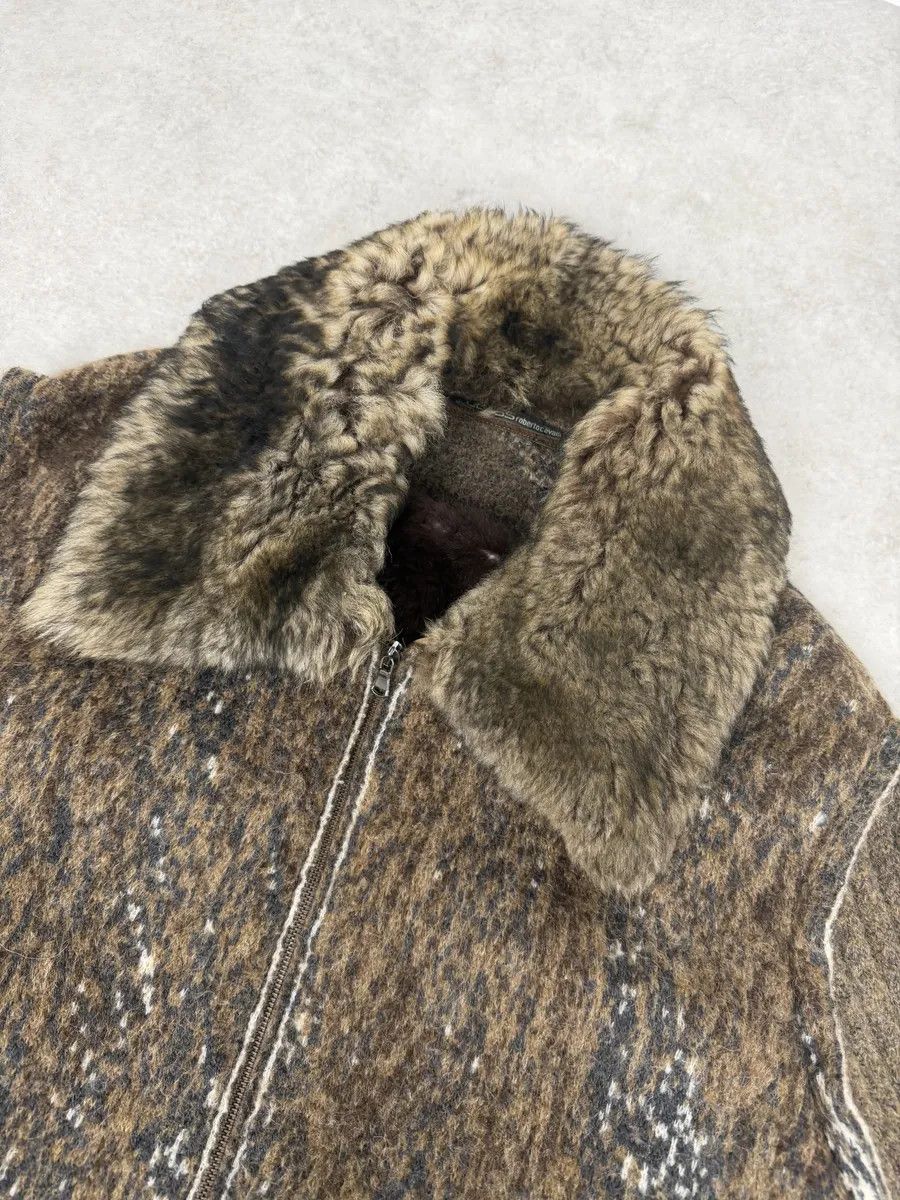 Roberto Cavalli 2000s Roberto Cavalli Brown Wool Mohair Fur Collar Light Jacket Size US XL / EU 56 / 4 - 8 Thumbnail