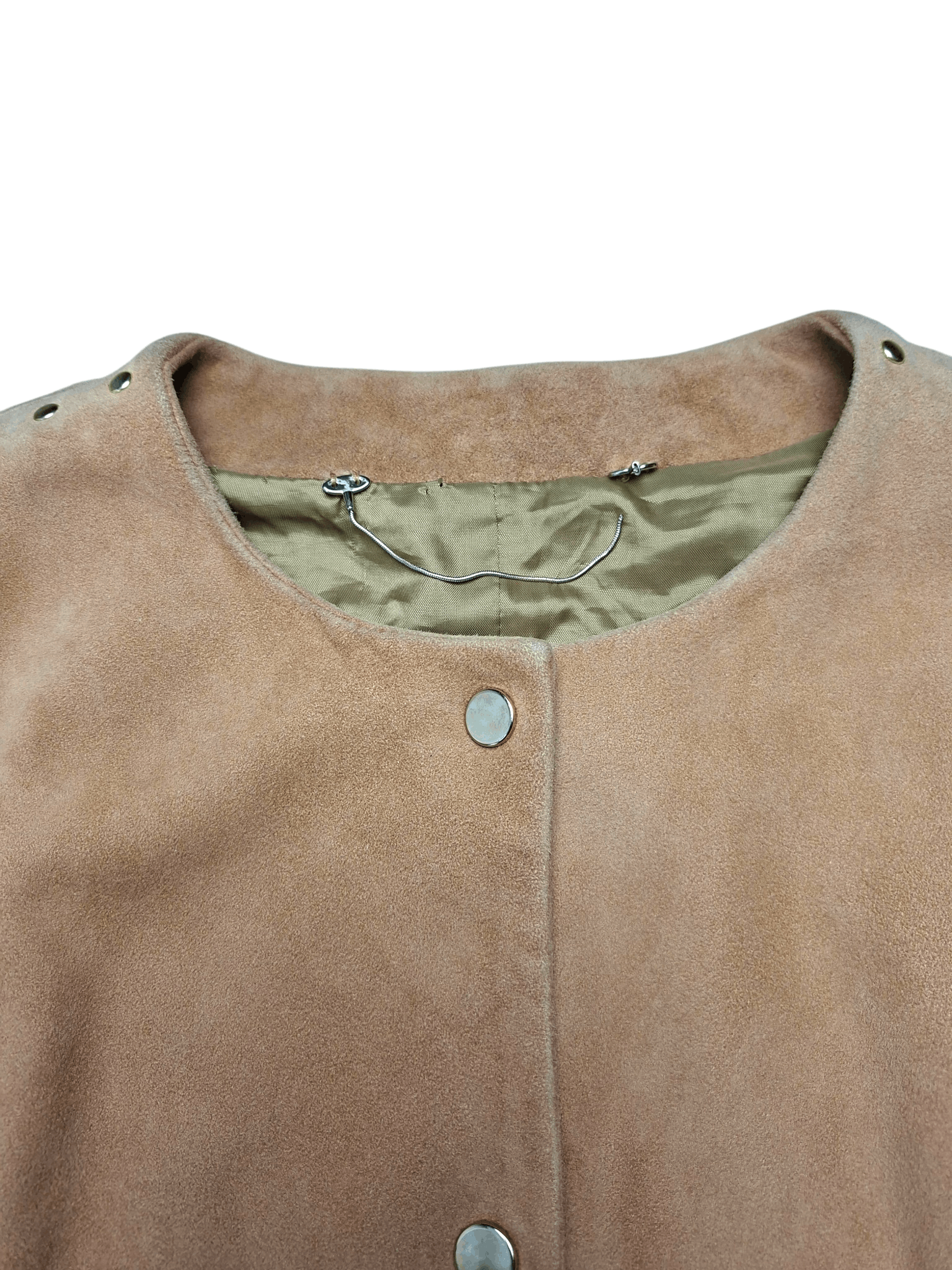 TWINSET TWIN-SET Simona Barbieri Suede Studded Jacket Tan Brown Size S / US 4 / IT 40 - 4 Thumbnail