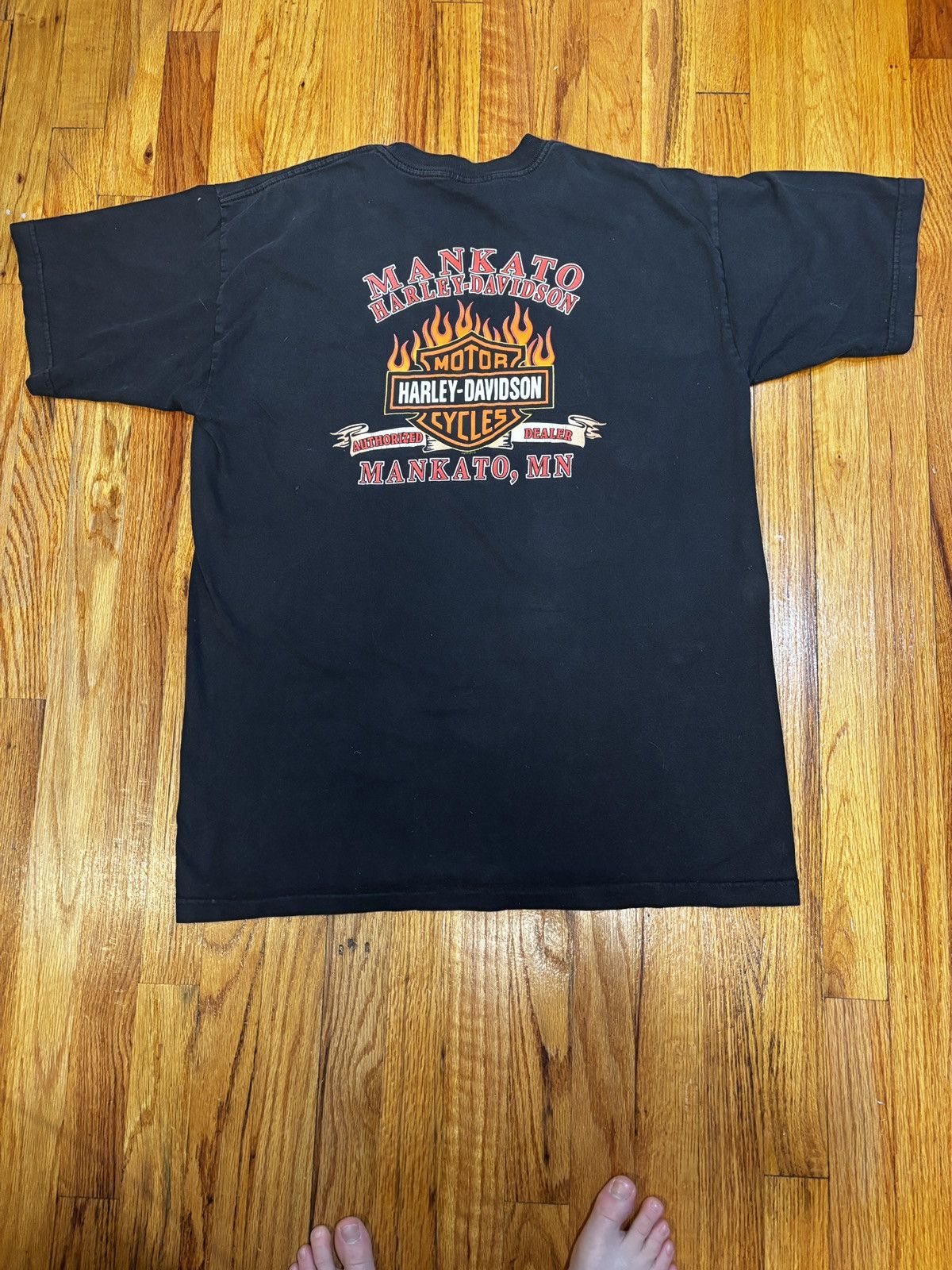Harley Davidson Vintage 2002 Harley-Davidson Black XL Flames Graphic Size US XL / EU 56 / 4 - 8 Thumbnail