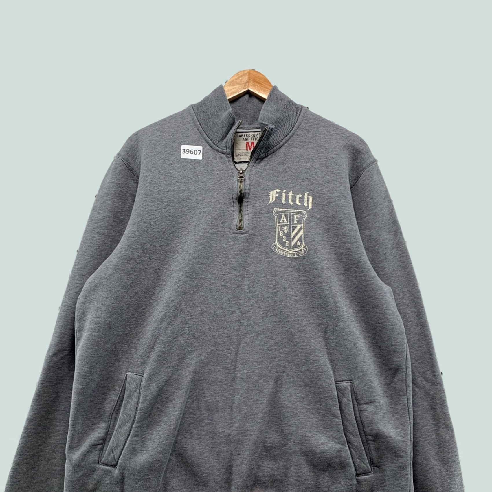 Abercrombie & Fitch Abercrombie Fitch 1/4 Zip Pullover Sweatshirt Mens Medium Gray Pocket 24x28 - Pre-Owned Size US M / EU 48-50 / 2 - 1 Thumbnail