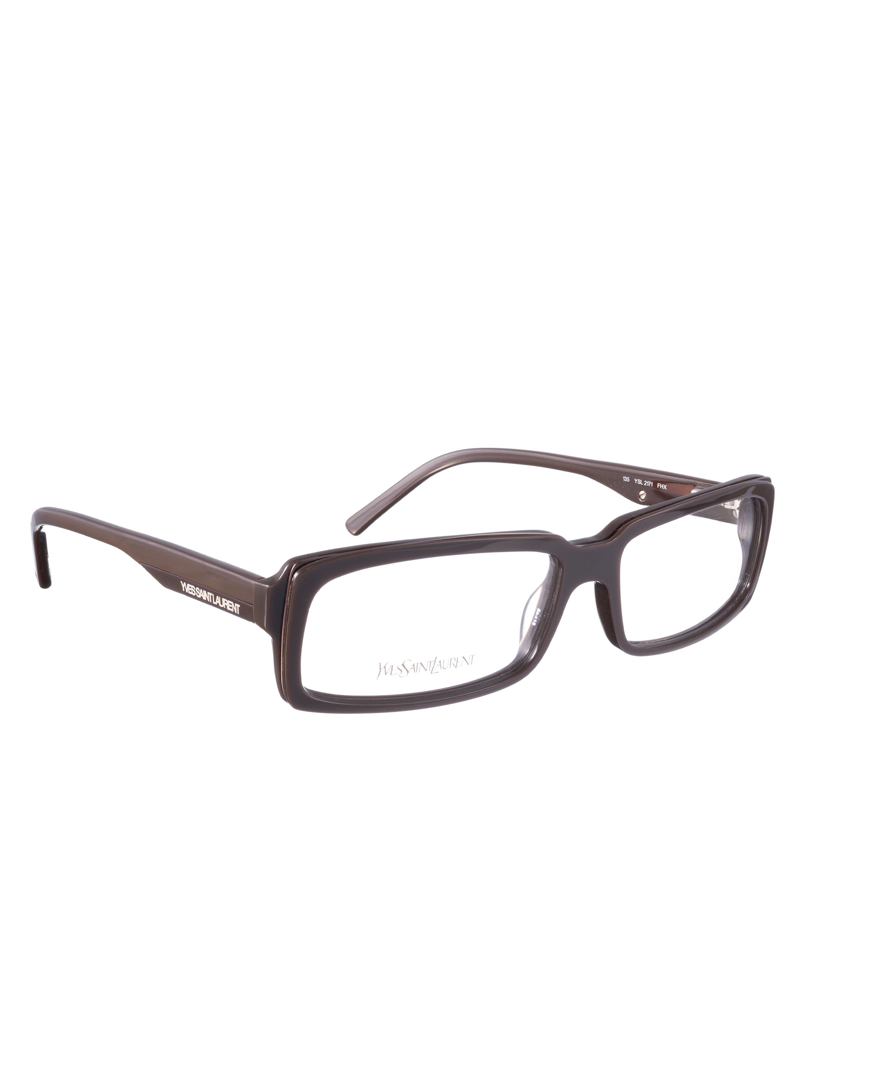 Saint Laurent Paris Yves Saint Laurent 00s Rectangular Chocolate Brown Glasses Size ONE SIZE - 2 Thumbnail