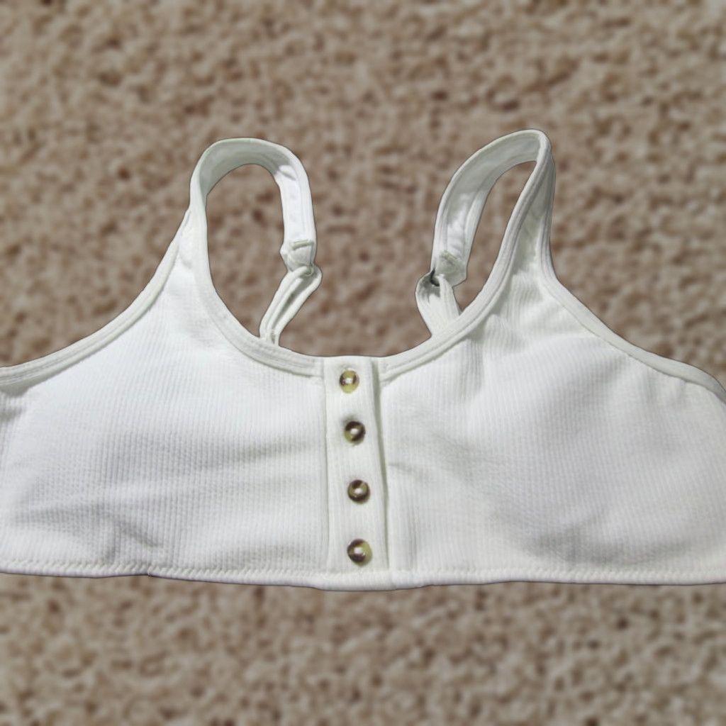 ZAFUL Zaful Womens Top 6 White Bralette Lined Button Front Ribbed Swim Bralette Size M / US 6-8 / IT 42-44 - 1 Thumbnail