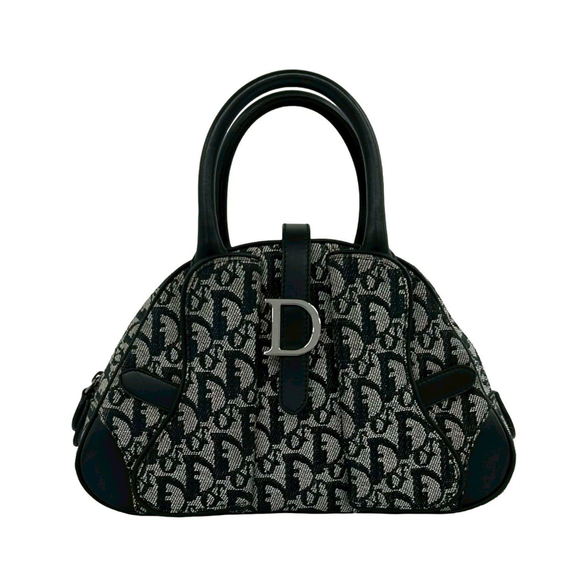Dior Christian Dior Double Saddle Bag, Trotter Pattern, Canvas and Leather Handbag, Black, 31731 Size ONE SIZE - 1 Thumbnail