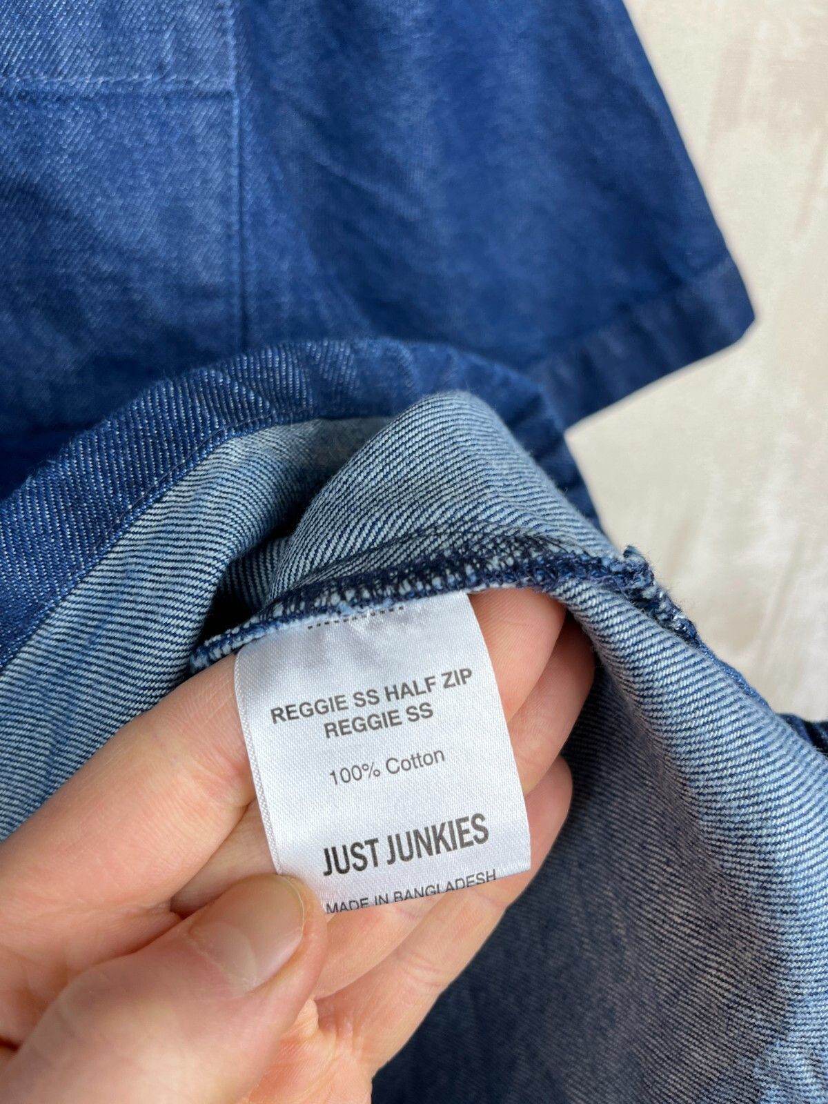Other Just Junkies Reggie Half Zip Indigo Denim Short Sleeve Shirt Size US S / EU 44-46 / 1 - 11 Thumbnail