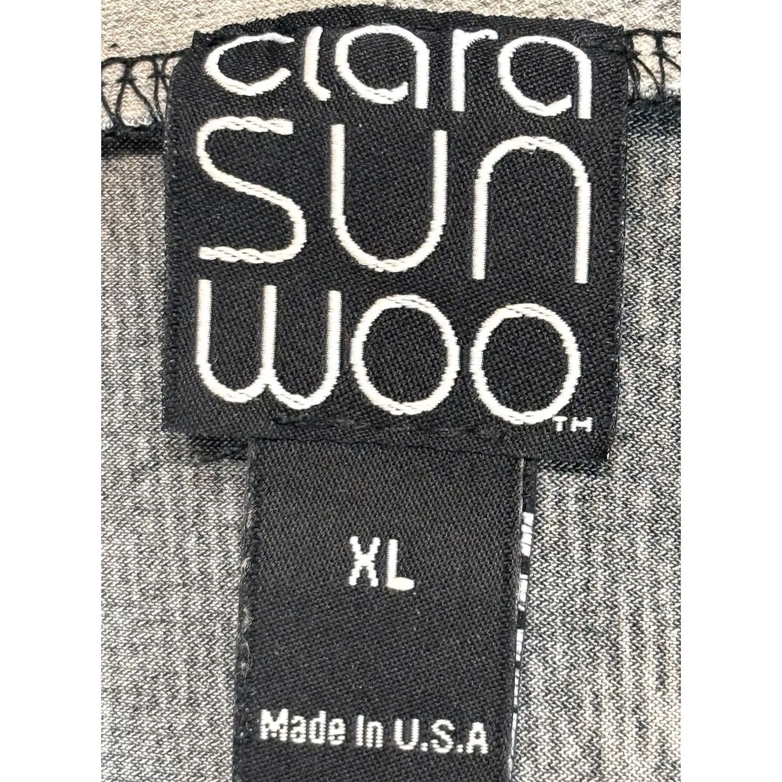 X-LARGE Clara Sun Woo Shirt Tunic Top Women’s Sz X-Large Grey Black Asymmetric Slinky Size XL / US 12-14 / IT 48-50 - 7 Thumbnail