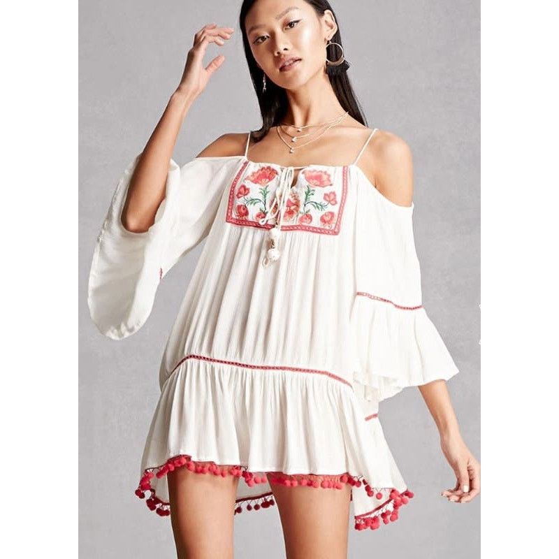 & Other Stories Z&L Europe Embroidered Floral Crinkled Woven Mini Dress M Size M / US 6-8 / IT 42-44 - 2 Thumbnail