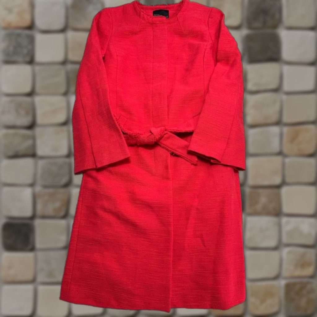 Banana Republic Banana Republic Coat Womens Small Red Textured Cotton Blend Belted Waist New Coat Special? Size S / US 4 / IT 40 - 1 Thumbnail