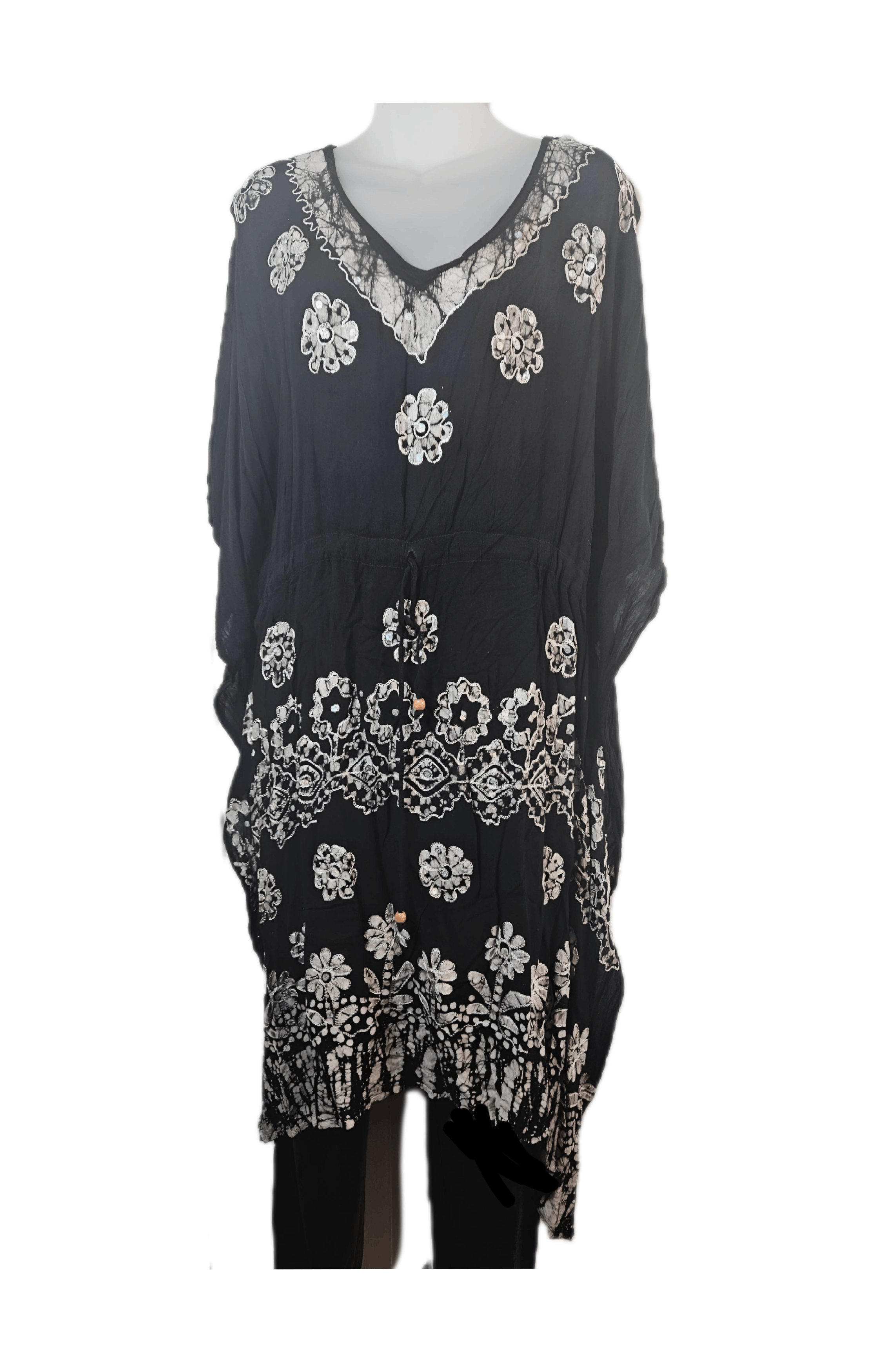 Other 80s Black & White Batwing Sequin Boho Dress Size ONE SIZE - 9 Thumbnail