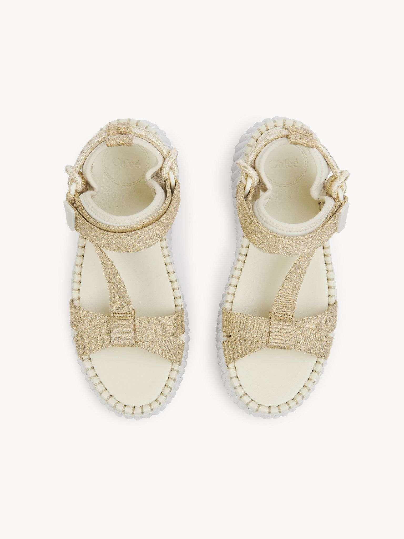 Chloe oc11z0625 Nama Wedge Sandals in Gold/Ivory Size US 11 / IT 41 - 4 Thumbnail