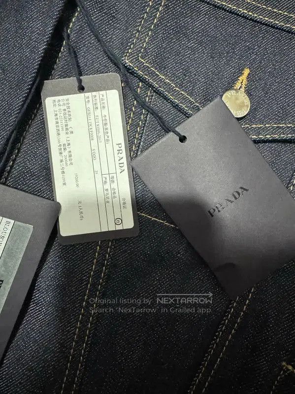 Prada Prada Black Gray Cotton Logo Embroidered Jacket. Size US S / EU 44-46 / 1 - 5 Thumbnail