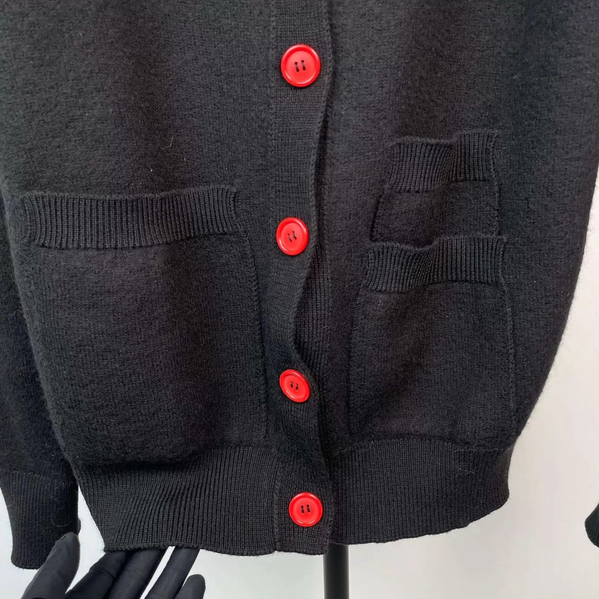 Celine Celine knit cardigan XS black and red Size XS / US 0-2 / IT 36-38 - 8 Thumbnail