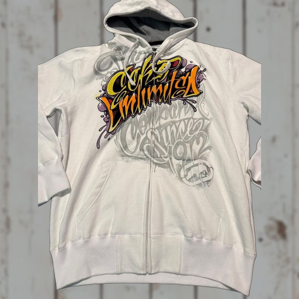 Ecko Unltd. VINTAGE Ecko Unltd Hoodie Mens Large White Graffiti Sweatshirt Grunge Y2K Skater Size US L / EU 52-54 / 3 - 1 Thumbnail