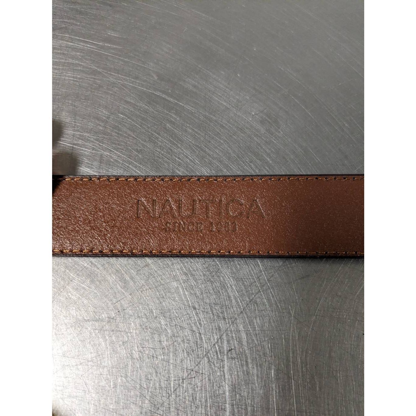 Nautica Nautica Men’s Size 40/100 Classic Brown Leather Belt. Size 40 - 3 Thumbnail