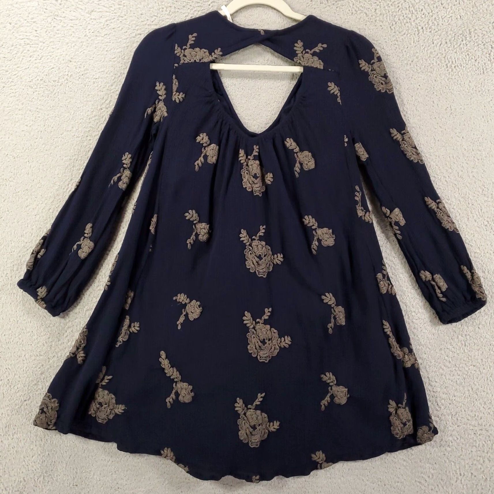 Free People Free People Top Blouse Womens S Long Sleeve Floral Embroidered Tunic Boho Lined Open Back Vintage No Size S / US 4 / IT 40 - 6 Thumbnail