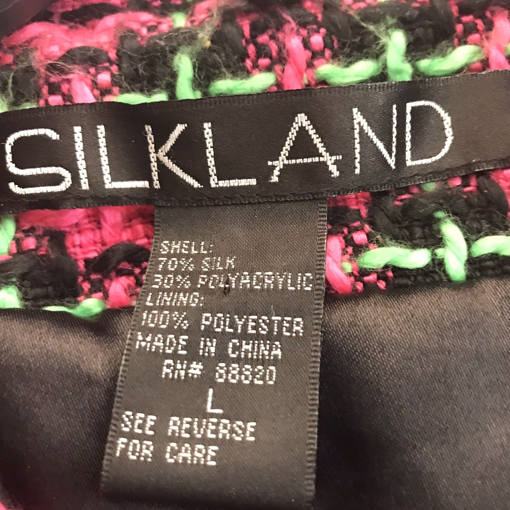 Vintage VINTAGE Silkland Dress Jacket Womens Size L Plaid Tweed Silk Blend Long Sleeve Fall Spring Winter Breathable Black Pink Green Size L / US 10 / IT 46 - 3 Thumbnail