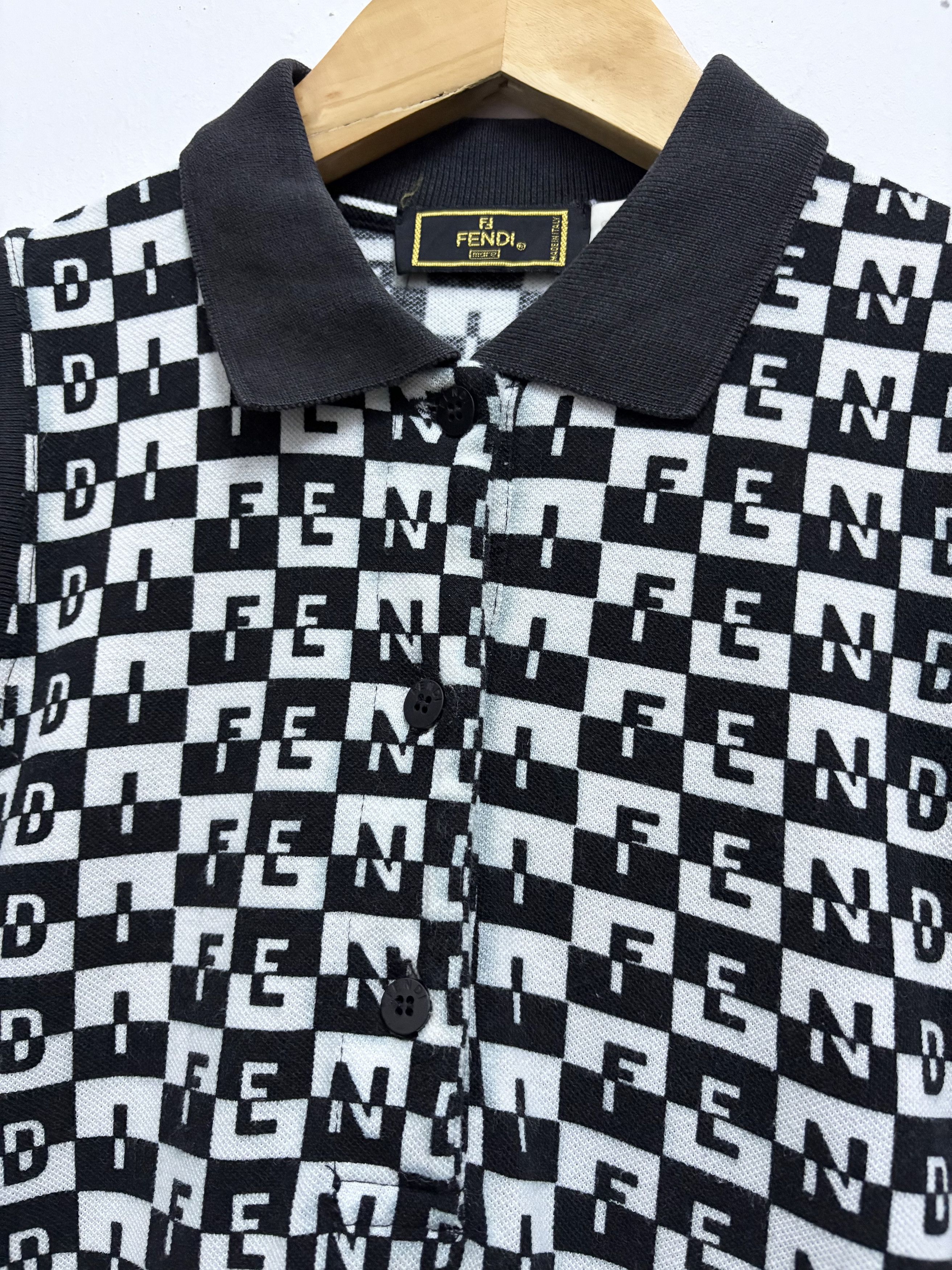 Fendi Vintage 90's Fendi Mare Black Monogram Midi Dress Size S / US 4 / IT 40 - 10 Thumbnail