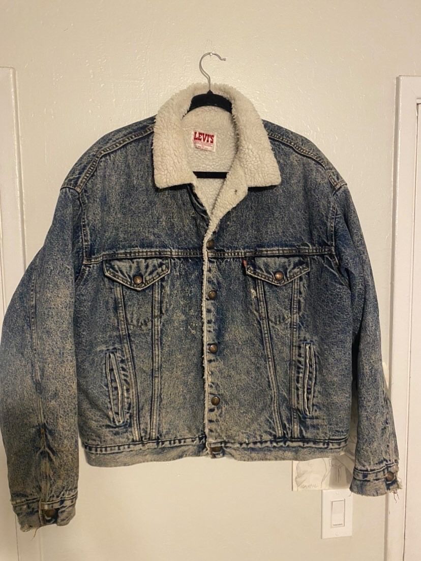 image of Levis Vintage Clothing 1980’S Levi’S Sherpa Jacket in Blue, Men's (Size XL)