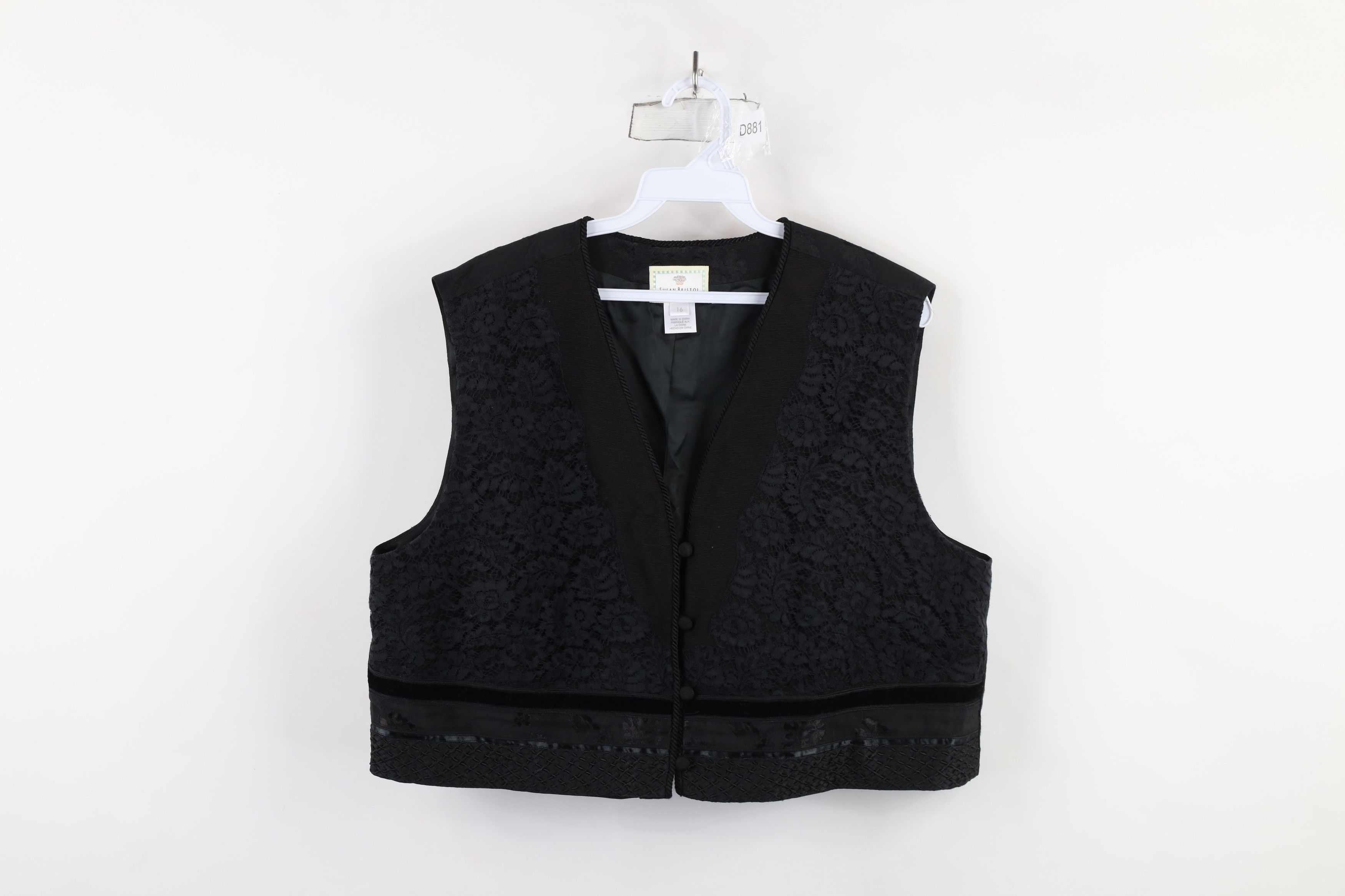 Vintage Vintage 90s Streetwear Lace Flower Suit Vest Jacket Black Size XXL / US 16-18 / IT 52-54 - 1 Thumbnail