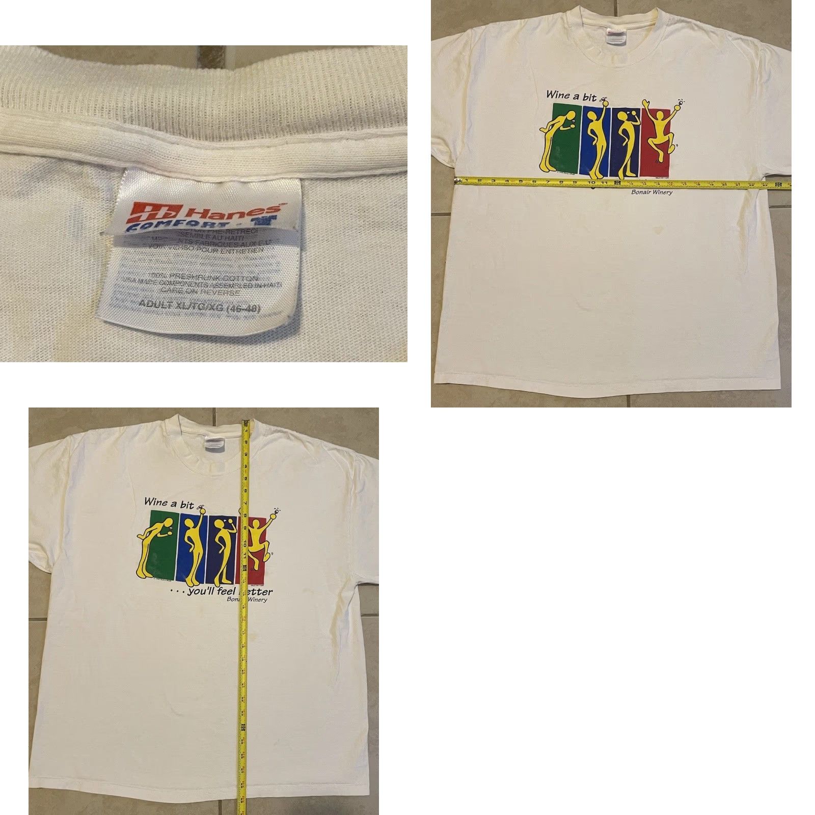 Vintage VINTAGE 90s Wine A Bit You’ll Feel Better Faded Shirt XL Funny Saying Alcohol Beer Shirt Men White Grunge Short Sleeve Rock Humor 90s Western Size US XL / EU 56 / 4 - 8 Thumbnail