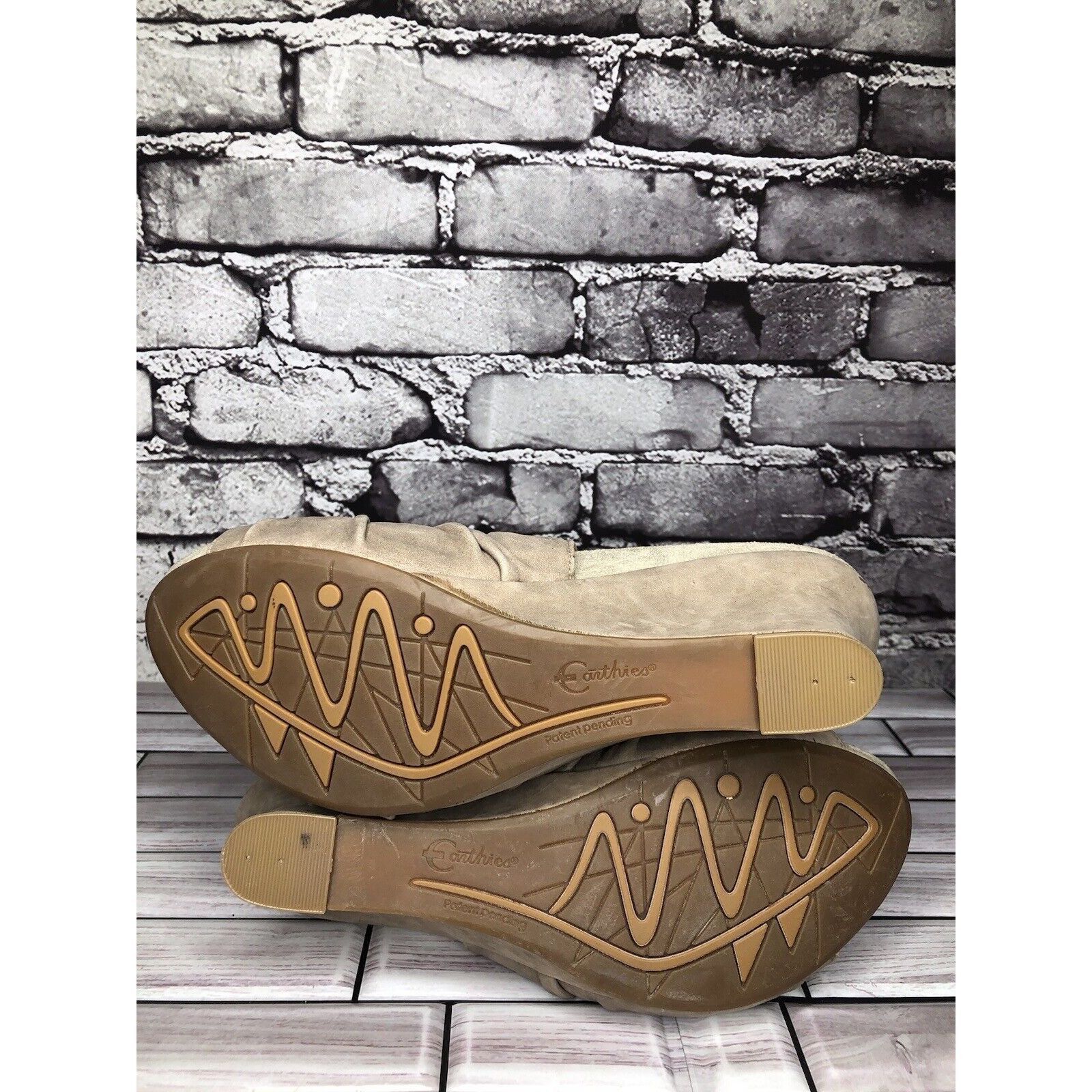 Other Earthies Santo Taupe Suede Leather Ankle Wedge Booties Women Size US 10 / IT 40 - 7 Thumbnail