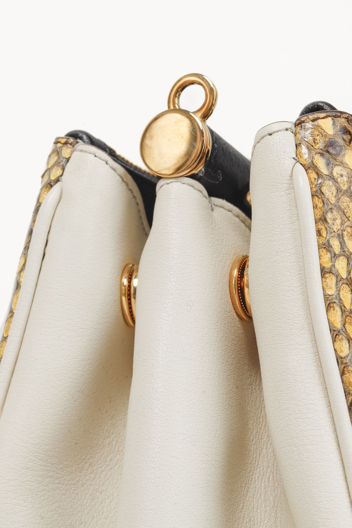 Dolce & Gabbana Dolce & Gabbana Yellow Python Cream Leather Miss Sicily Tote Size ONE SIZE - 10 Thumbnail