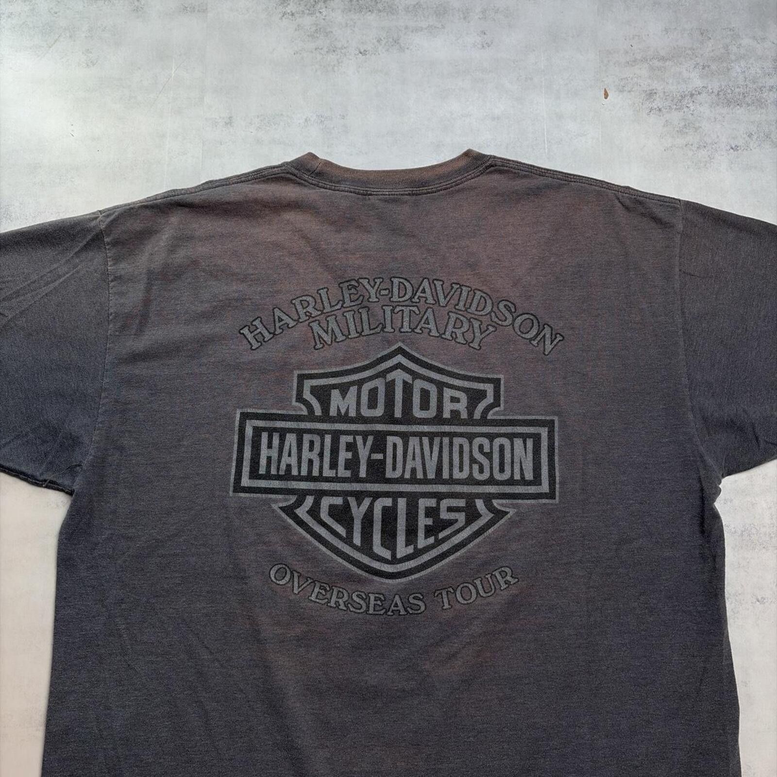 Harley Davidson Y2K Grey Harley Davidson Grunge Biker Veterans Faded T-Shirt Size US XXL / EU 58 / 5 - 4 Thumbnail