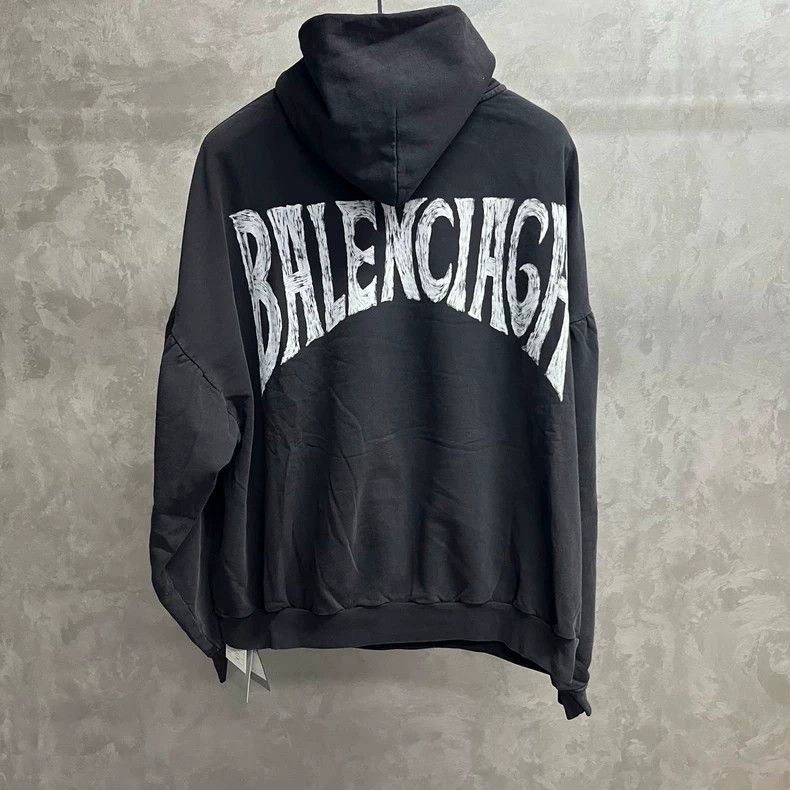 Balenciaga Balenciaga Black monogrammed printed hooded long sleeve sw Size US M / EU 48-50 / 2 - 5 Thumbnail