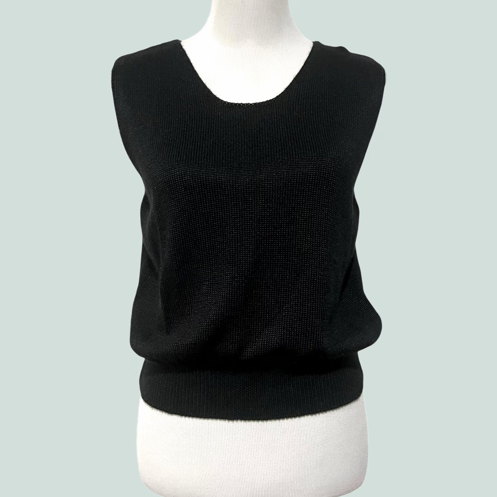 Vintage VINTAGE FIA Italia Hand Loomed Sweater Top Black Sleeveless Tank Women’s L Size L / US 10 / IT 46 - 1 Thumbnail