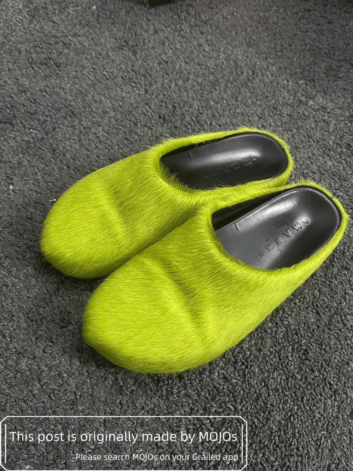 Marni Sz 42 Marni Green Fur Slide mojos113317 Size US 9 / EU 42 - 2 Thumbnail