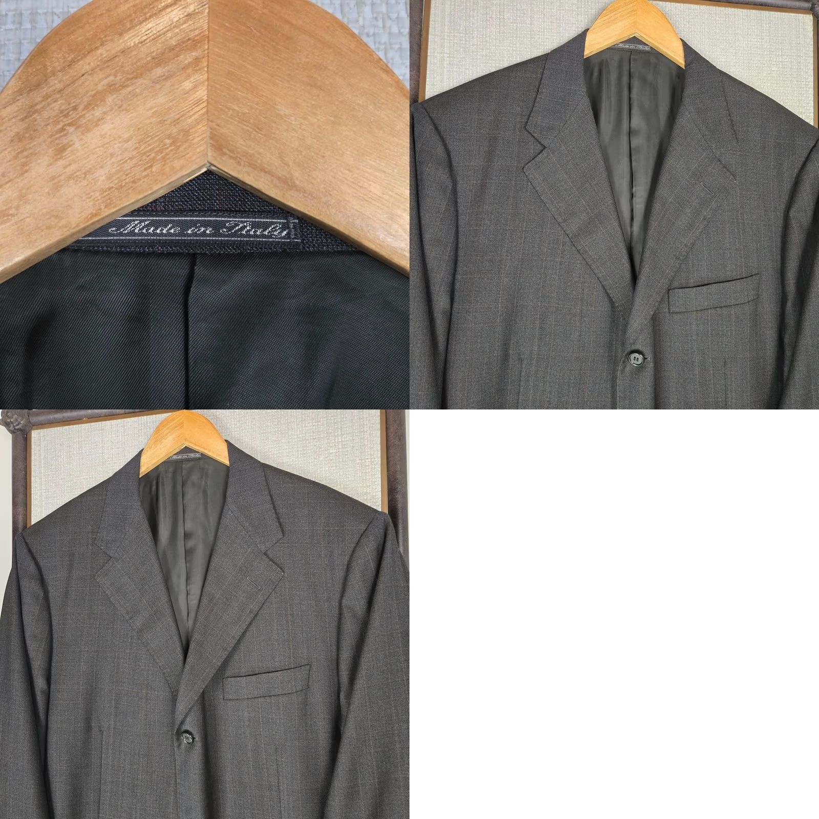 Corneliani Corneliani Mens Jacket Gray Brown Plaid Extrafine Virgin Wool 3 Button Notch Lapel Double Vented Long Coat/ Suit Jacket 44 Italy Mens Size 44R - 9 Thumbnail