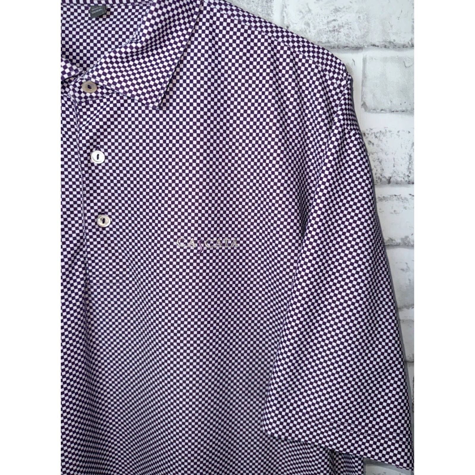 Peter Millar PETER MILLAR Summer Comfort Purple/white Checkered Shirt Mens XL Stretchy Size US XL / EU 56 / 4 - 5 Thumbnail