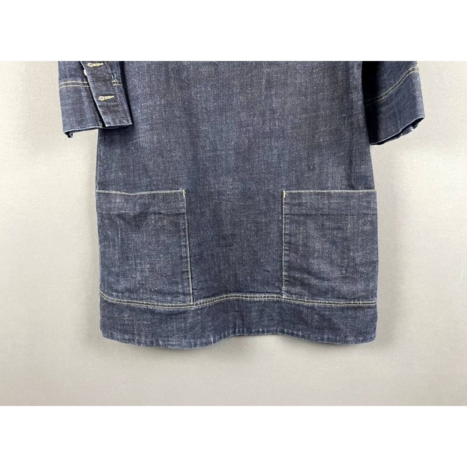 Vintage U.S. BUYERS: PLEASE NOTE Toast Womens Tunic Dress Size 12 Blue Denim Cotton Scoop Neck Long Sleeve Size XL / US 12-14 / IT 48-50 - 3 Thumbnail
