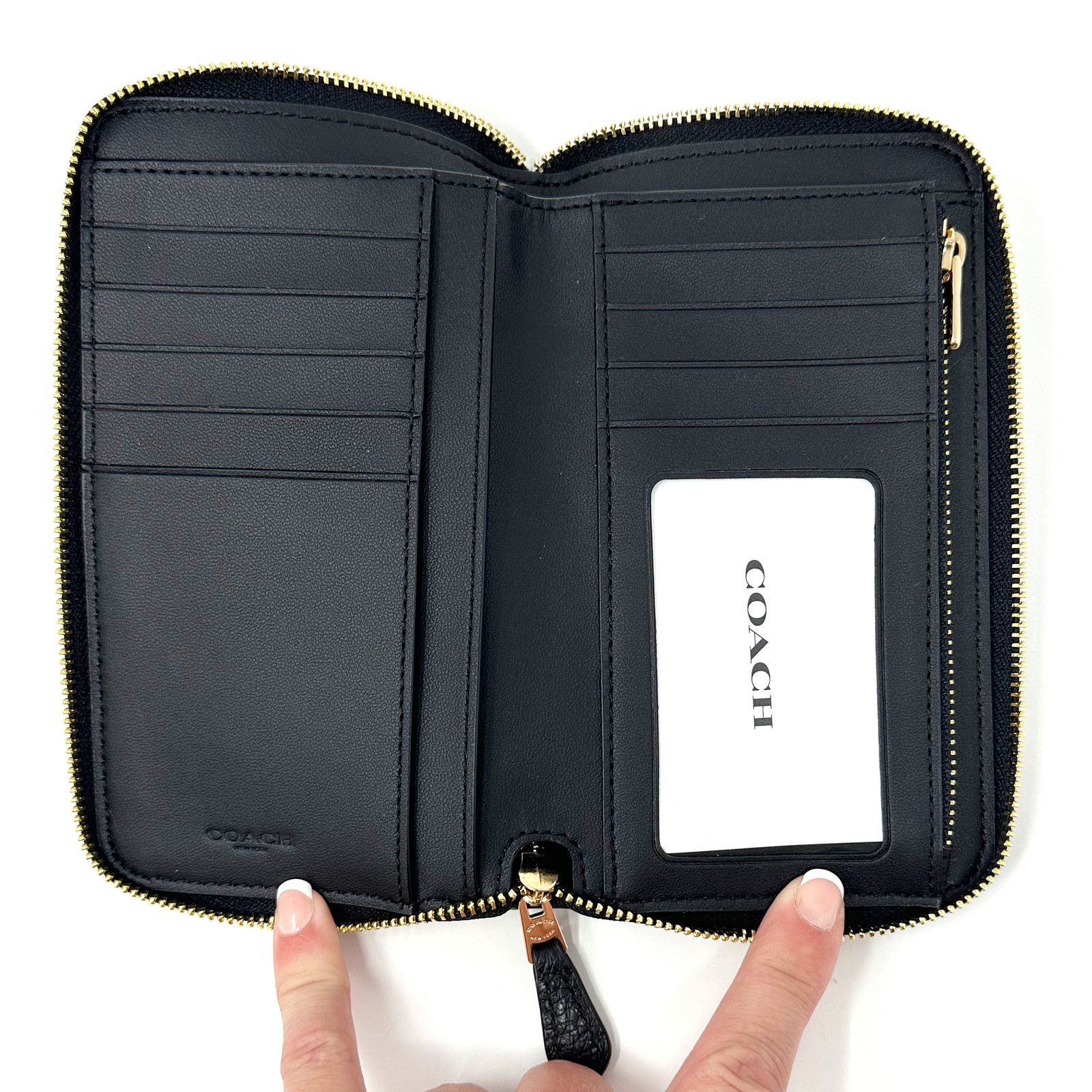 Coach Coach Medium Id Zip Wallet in Black Leather C4124 New Size ONE SIZE - 4 Thumbnail