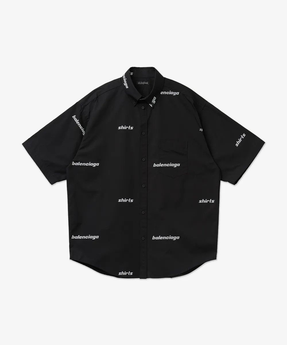 Balenciaga o1w1db10425 All Over Short Sleeve Shirt Large Fit in Black Size US M / EU 48-50 / 2 - 1 Thumbnail