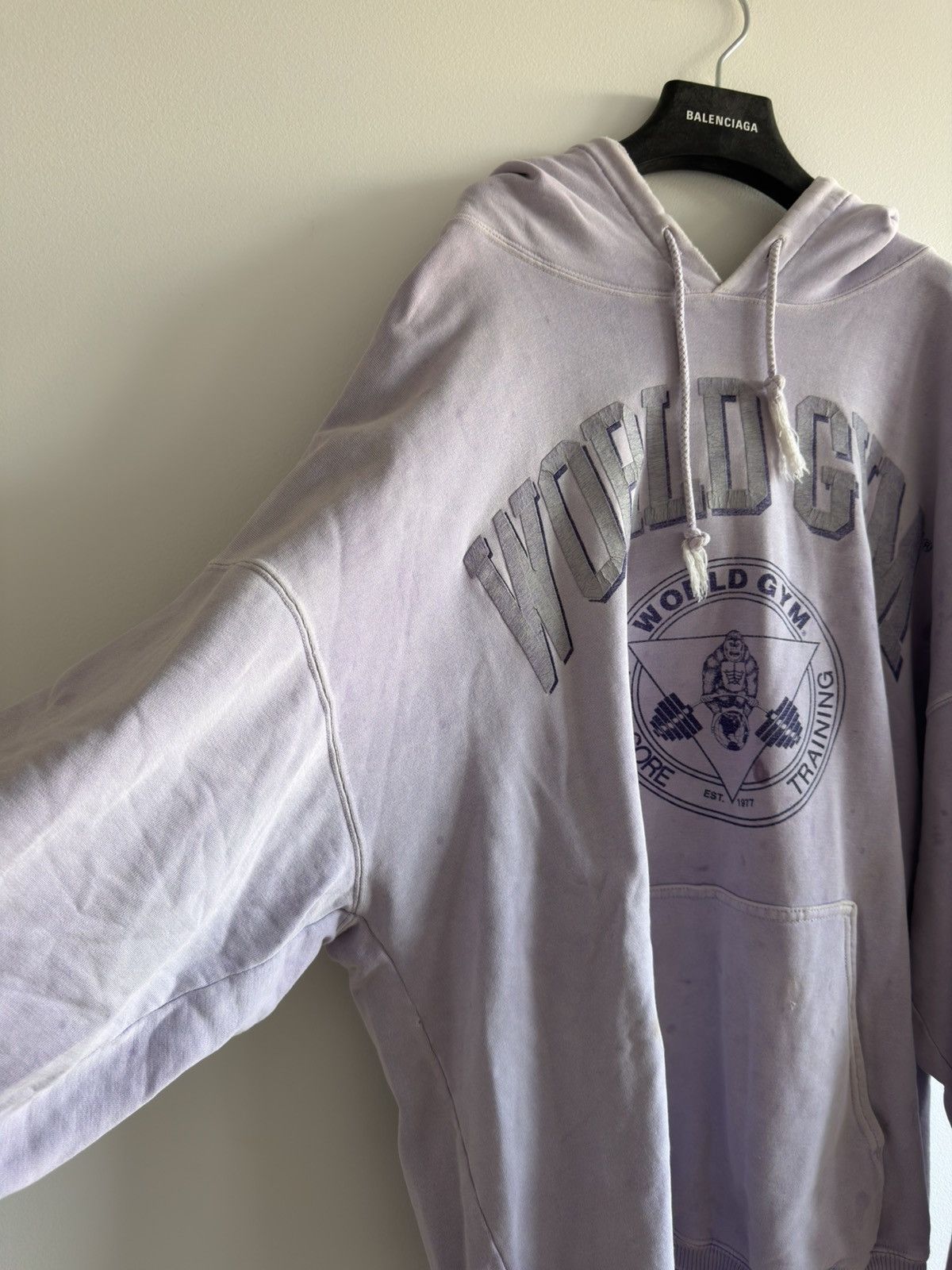 Vintage *RARE* VINTAGE WORLD GYM GORILLA ARNOLD FADED BOXY HOODIE Size US XL / EU 56 / 4 - 3 Thumbnail