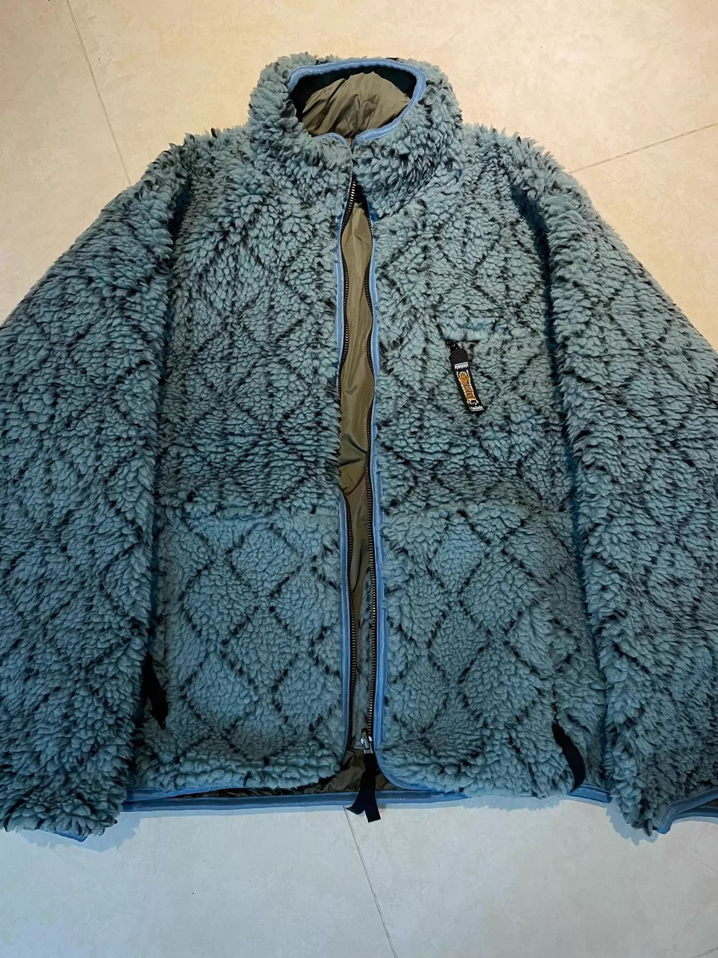Kapital Blue Fuzzy Quilted Zip-Up Jacket XL Size US XL / EU 56 / 4 - 1 Thumbnail