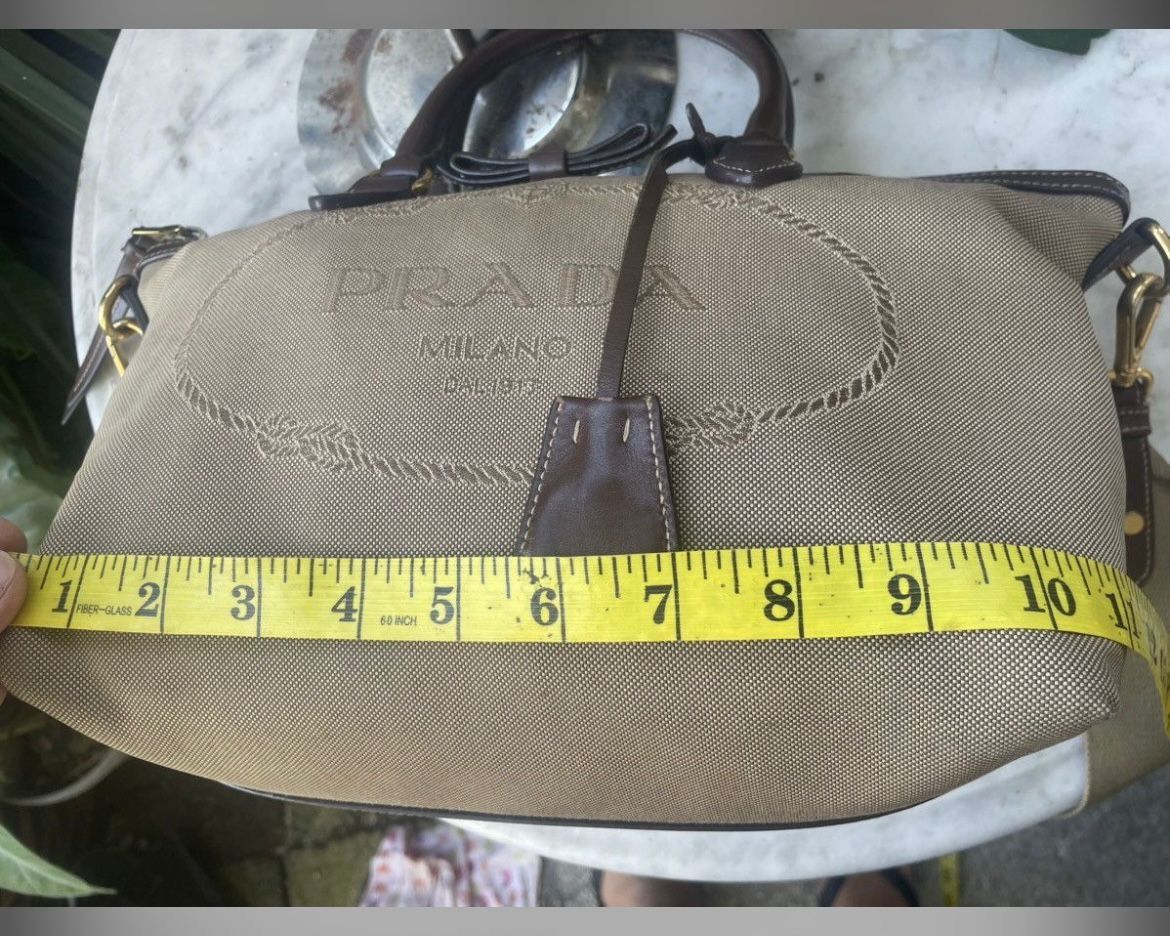 Prada Authentic PRADA Logo Jaquard Canvas Shoulder Bag Size ONE SIZE - 14 Thumbnail