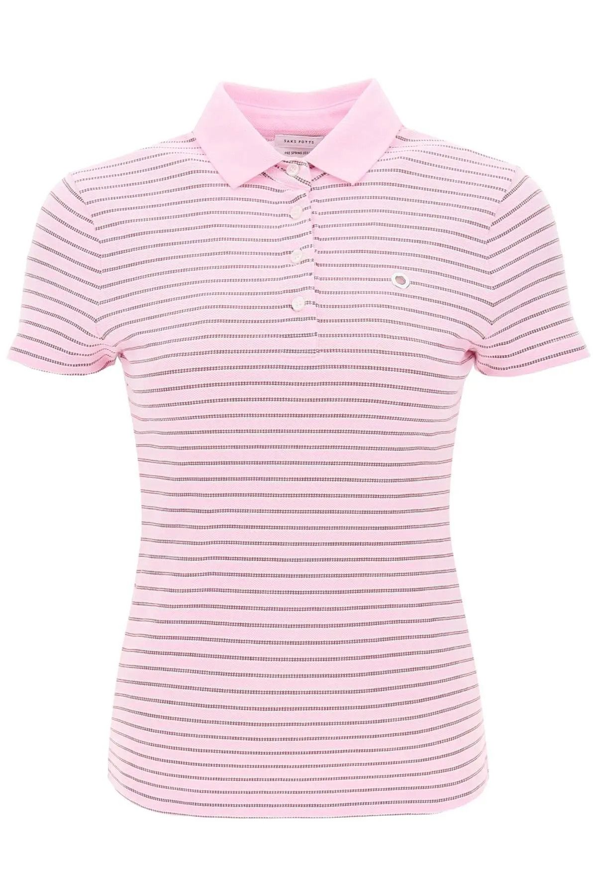 image of Saks Potts O1S22I1N1223 Venus Striped Polo Shirt In Pink, Women's (Size XS)