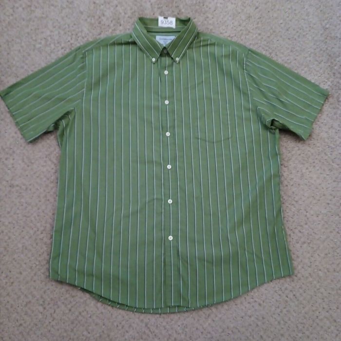 Croft & Barrow Croft & Barrow Shirt Mens XL Green Striped Short Sleeve ...