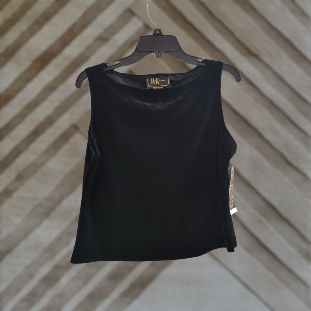 Velvet R&K Evening Top Womens 14 Sleeveless Black Velvet NWT Blouse Size XL / US 12-14 / IT 48-50 - 1 Thumbnail
