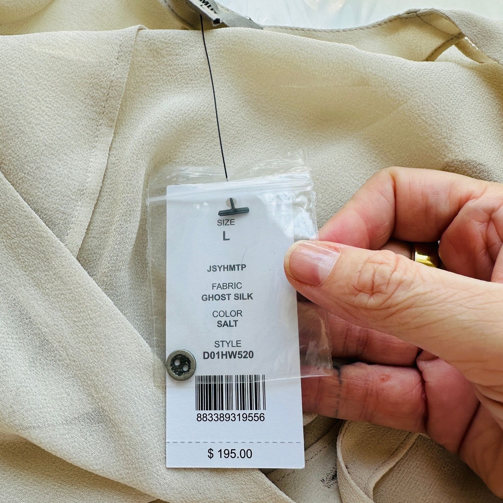 Other NWT Helmut Ghost 100% Sheer Silk in Salt V-Neck Blouse L Size L / US 10 / IT 46 - 7 Thumbnail